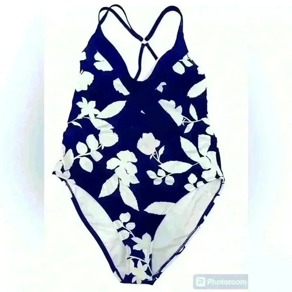 Cole of California women’s one piece swimsuit navy blue and white brand new - Picture 1 of 7